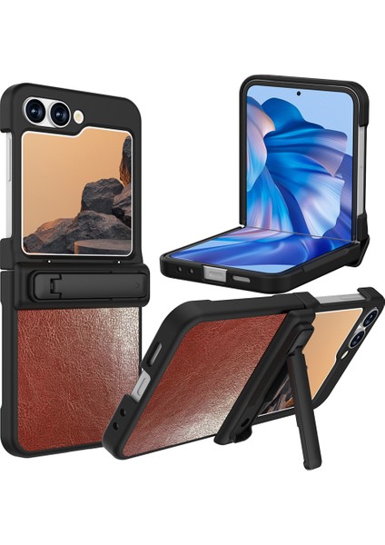 Samsung Galaxy Z Flip6 5g Crazy Horse Texture Pu+Pc Telefon Kılıfı (Yurt Dışından)