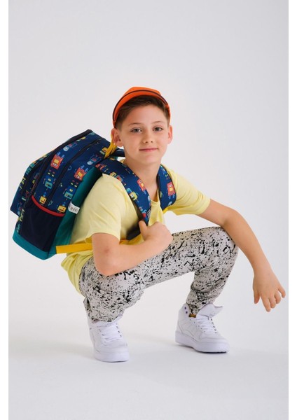 Kids Okul Çantası Lacivert Çivit Robot 23472