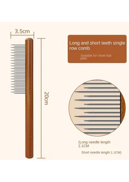 Paslanmaz Çelik Evcil Hayvan Bakım Fırçası Kediler Köpekler - Ahşap Sap, Dalı Kedi Köpek Saçı Tarak, Kolay Temizleme Aracı Saç Rengi: Uzun Ve Kısa (Yurt Dışından)