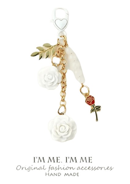 8 Renk 3D Gül Kamelya Anahtarlık Kadın Kız Tatlı Inci Püskül Çiçek Anahtarlık ile Metal Yaprak Için Kulaklık Kılıfı Çanta Dekorasyon Renk:d (Yurt Dışından)