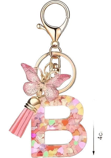 Moda Dıy Az Harfler Anahtarlık Metal Tutucu Sarkık Anahtarlık Kadın Araba Anahtarlık Basit Harf Adı Anahtar Parti Hediye Takı Renk: B / Boyut: 55MM (Yurt Dışından)