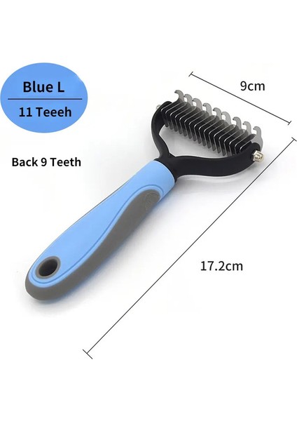 Profesyonel Evcil Hayvan Deshedding Fırça Köpek Saç Sökücü Evcil Hayvan Kürk Kesici Köpek Kedi Tarak Fırçalar Köpekler Tımarlama Dökülme Malzemeleri Mavi L (Yurt Dışından)