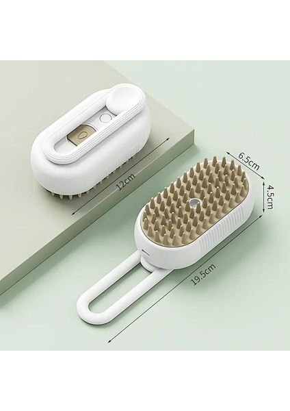 Steam Brush Cat Brush Cats Vaporizer Pet Hair Brush Remover Pets Cleaning Steamy Spray Mage Comb 3in1 grooming Supplies beyaz (Yurt Dışından)