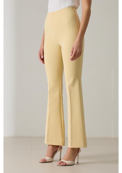 Tereyağ Sarısı Dar Kalıp Bol Paça Pantolon fırsatları