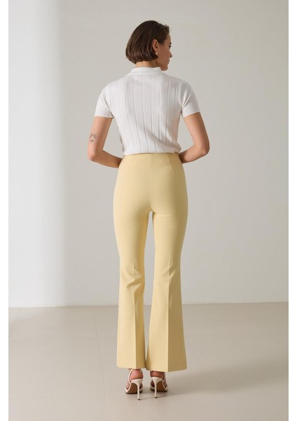 Tereyağ Sarısı Dar Kalıp Bol Paça Pantolon indirimleri