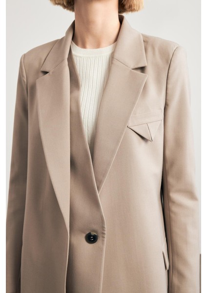 Vizon Kruvaze Düğme Detaylı Uzun Ceket fiyatları