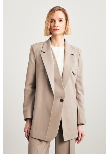 Vizon Kruvaze Düğme Detaylı Uzun Ceket fırsatları