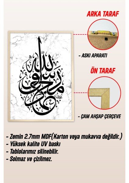 Ahşap Çerçeveli Mdf Tek Tablo Islami 4 Serisi (Kendi Tablo Setinizi Oluşturacağınız Liste) Çerçeveli 1169