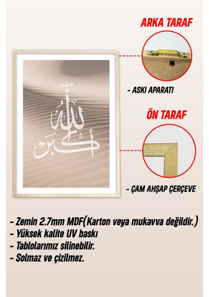 Ahşap Çerçeveli Mdf Tek Tablo Islami 5 Serisi (Kendi Tablo Setinizi Oluşturacağınız Liste) Çerçeveli 1174