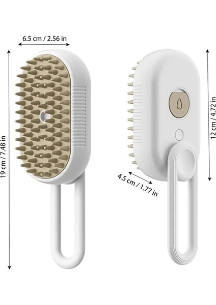 Pet Steam Brush Kedi Köpek Temizleme Buharlı Sprey Masaj Güzellik Tarak 3'ü 1 Arada Tüyleri Alma Bakım Mama Aksesuarları fırça Beyaz (Yurt Dışından)