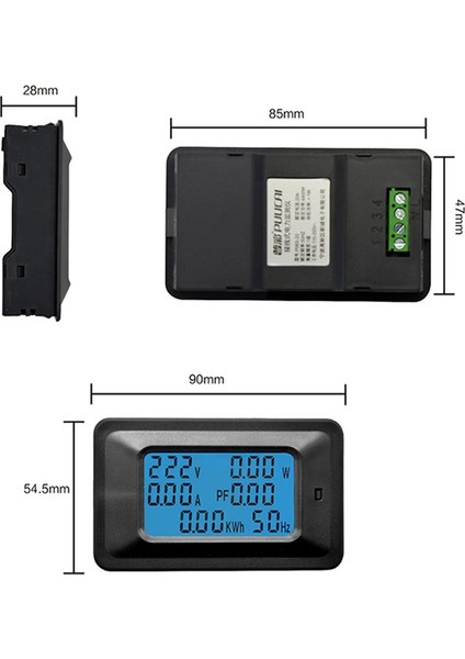 100A LCD Dijital Panel Güç Watt Metre Monitör Gerilim Voltmetre Ampermetre (Yurt Dışından)