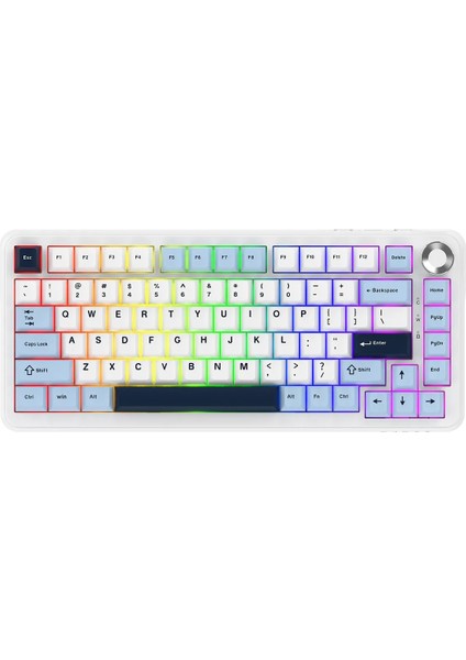 AK820 Max Plus Daydream Switch 3 Modlu Mekanik Oyun Klavyesi-8000 Mah Batarya RGB-Hot Swap (AK820 Max Plus - Mavi Beyaz - DayDream)