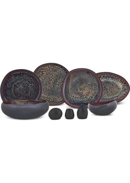 Earth Collection Galactic 55 Parça 12 Kişilik Yemek Takımı Siyah