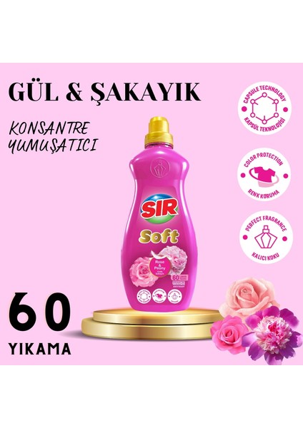 Konsantre Çamaşır Yumuşatıcısı Gül & Şakayık 1140 ml 60 Yıkama