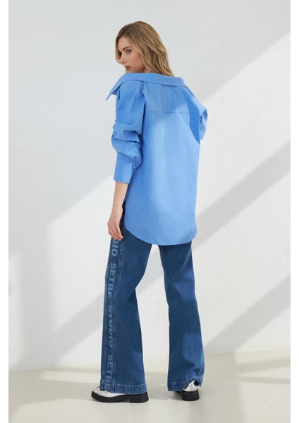 Mavi Boyun Aksesuar Detaylı Tunik modelleri