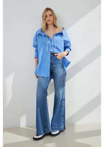 Mavi Boyun Aksesuar Detaylı Tunik fırsatları