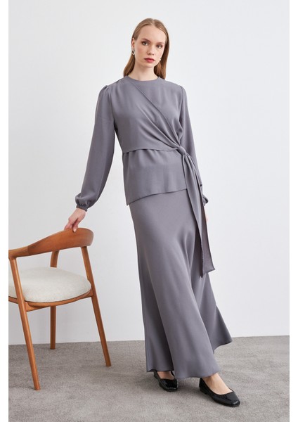 Roza Etek Bluz Takım - Gri fiyatları