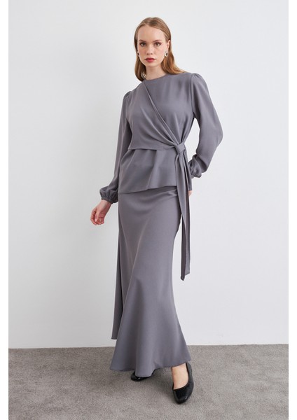 Roza Etek Bluz Takım - Gri modelleri