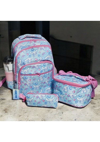 Cinnamoroll Karakter Desenli, Beslenmelik Ve Kalemlikli, Ilk Okul Sırt Çantası (3lü Set)