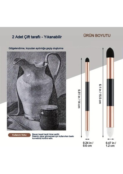 Eskiz Sünger-Keçe Silgi, Yıkanabilir, Kara Kalem Silgi, Gölgelendirme, Porselen Boyama-Rose 2 Adet fiyatları