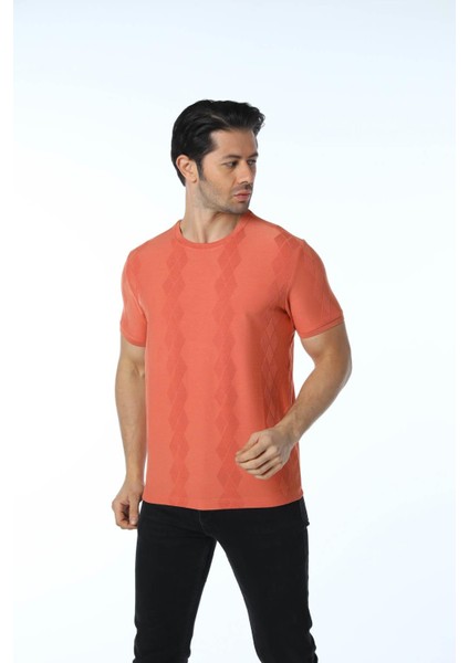 Jakarlı Bisiklet Yaka T-Shirt