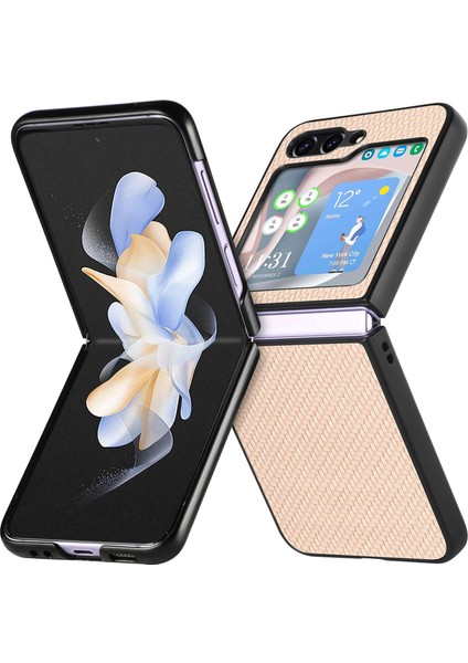 Samsung Galaxy Z Flip6 5g Karbon Fiber Doku Pu Deri + Pc Telefon Kapağı (Yurt Dışından)