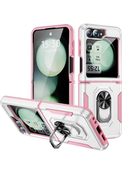 Samsung Galaxy Z Flip6 5g Askeri Sınıf Yüzük Kickstand Pc + Tpu Telefon Kapağı (Yurt Dışından)