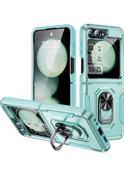 Samsung Galaxy Z Flip6 5g Askeri Sınıf Yüzük Kickstand Pc + Tpu Telefon Kapağı (Yurt Dışından)