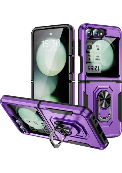 Samsung Galaxy Z Flip6 5g Askeri Sınıf Yüzük Kickstand Pc + Tpu Telefon Kapağı (Yurt Dışından)