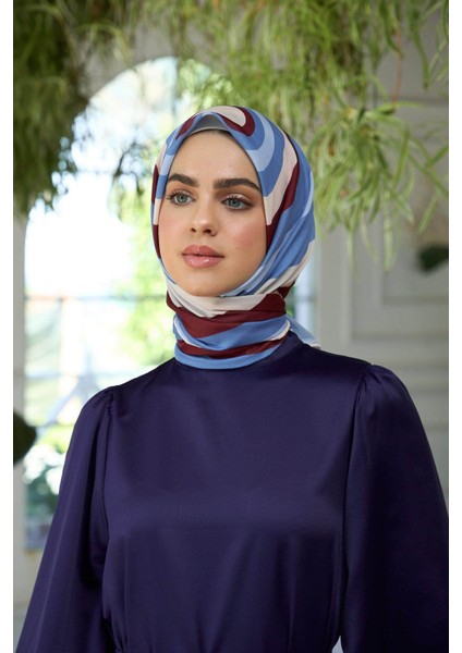 Yaz Işıltısı Koleksiyonu Soft Eşarp Bordo Mavi 1183-09