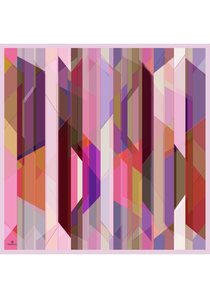 Geometrik Pembe Pamuk Viskon Eşarp