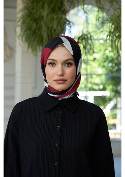 Yaz Işıltısı Koleksiyonu Soft Eşarp Siyah Beyaz Krem 1186-09