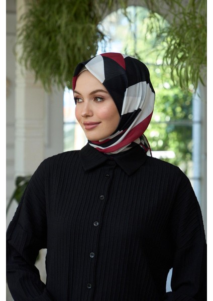 Yaz Işıltısı Koleksiyonu Soft Eşarp Siyah Beyaz Krem 1186-09