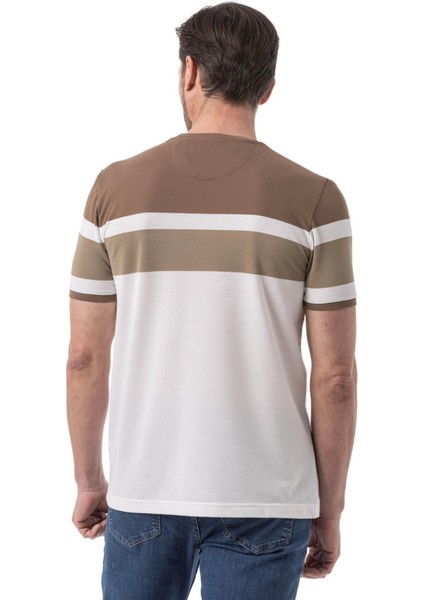 Yatay Baskılı Bisiklet Yaka T-Shirt