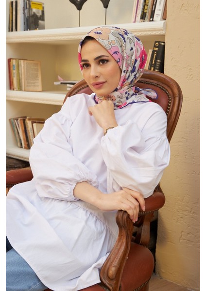 Nergis Mor Somon Pamuk Viskon Eşarp