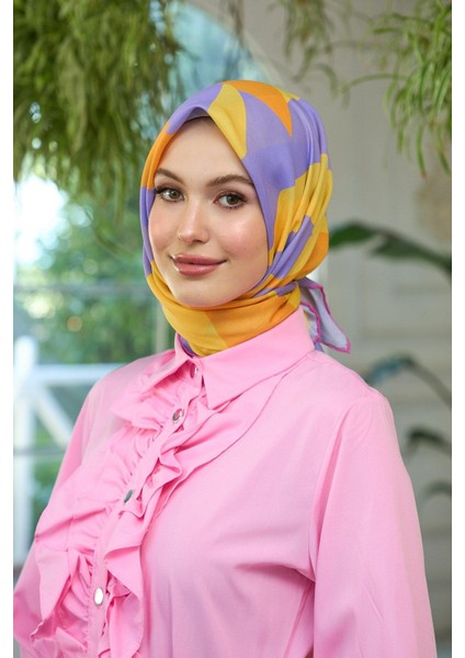 Yaz Işıltısı Koleksiyonu Soft Eşarp Yanık Turuncu Lila 1186-02