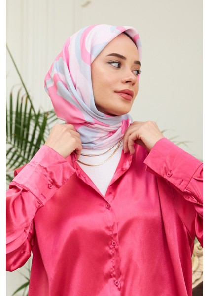 Twist Soft Mavi Pamuk Viskon Eşarp