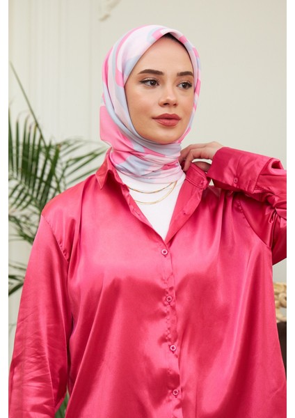 Twist Soft Mavi Pamuk Viskon Eşarp