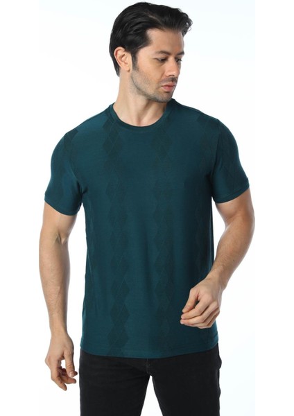 Jakarlı Bisiklet Yaka T-Shirt