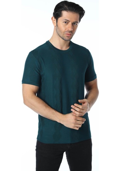 Jakarlı Bisiklet Yaka T-Shirt