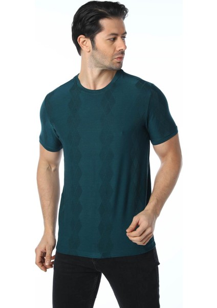 Jakarlı Bisiklet Yaka T-Shirt