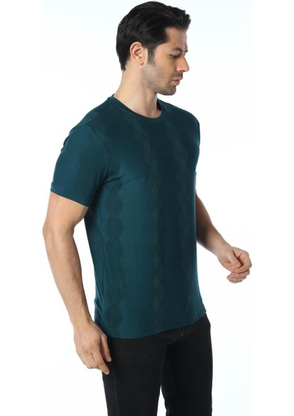 Jakarlı Bisiklet Yaka T-Shirt