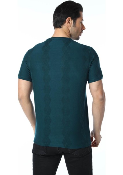 Jakarlı Bisiklet Yaka T-Shirt