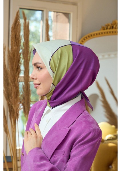 Yaz Işıltısı Koleksiyonu Soft Eşarp Yağ Yeşili Mürdüm 1190-06