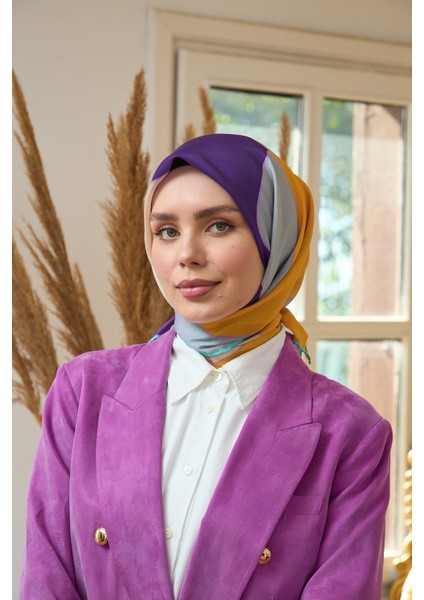 Yaz Işıltısı Koleksiyonu Soft Eşarp Turuncu Mor 1190-07