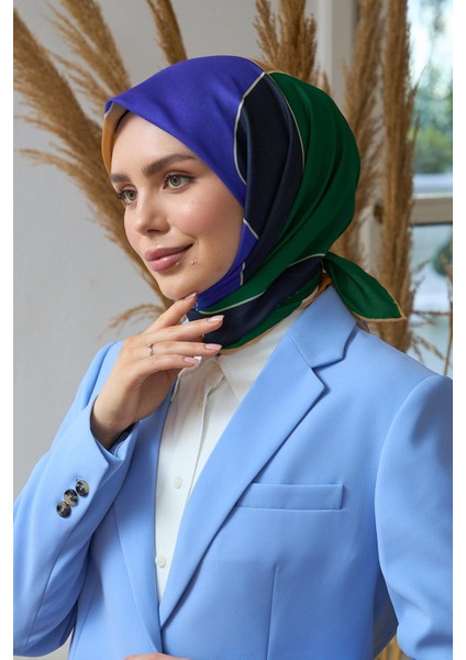 Yaz Işıltısı Koleksiyonu Soft Eşarp Yeşil Lacivert 1190-11