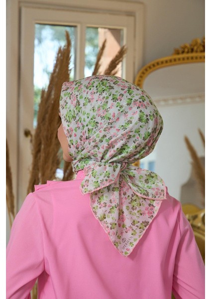 Yaz Işıltısı Koleksiyonu Soft Eşarp Toz Pembe Yeşil 1191-05