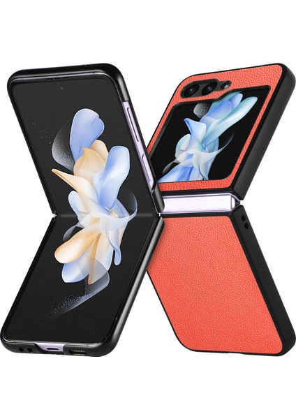 Samsung Galaxy Z Flip6 5g Litchi Doku Pu Deri + Pc Telefon Kılıfı (Yurt Dışından)
