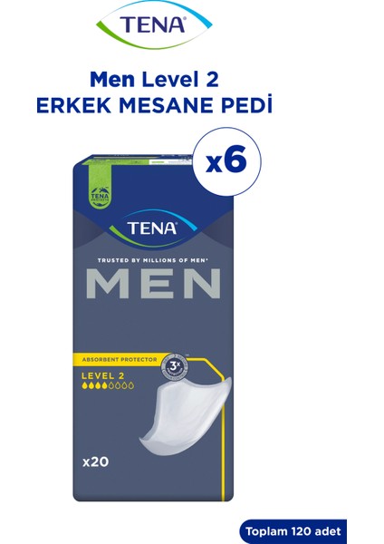 Men Erkek Mesane Pedi Level 2 20LI 6 Paket 120 Adet
