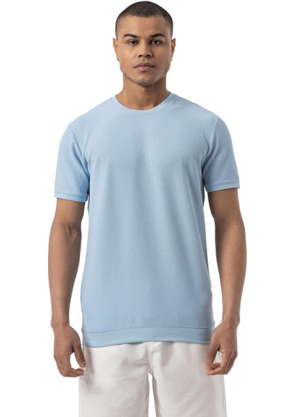 Waffle Bisiklet Yaka T-Shirt